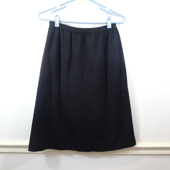 VTG Italian Merino Wool Pencil Skirt Black Knee Length Giancarlo Ferranti Size M - Picture 1 of 6